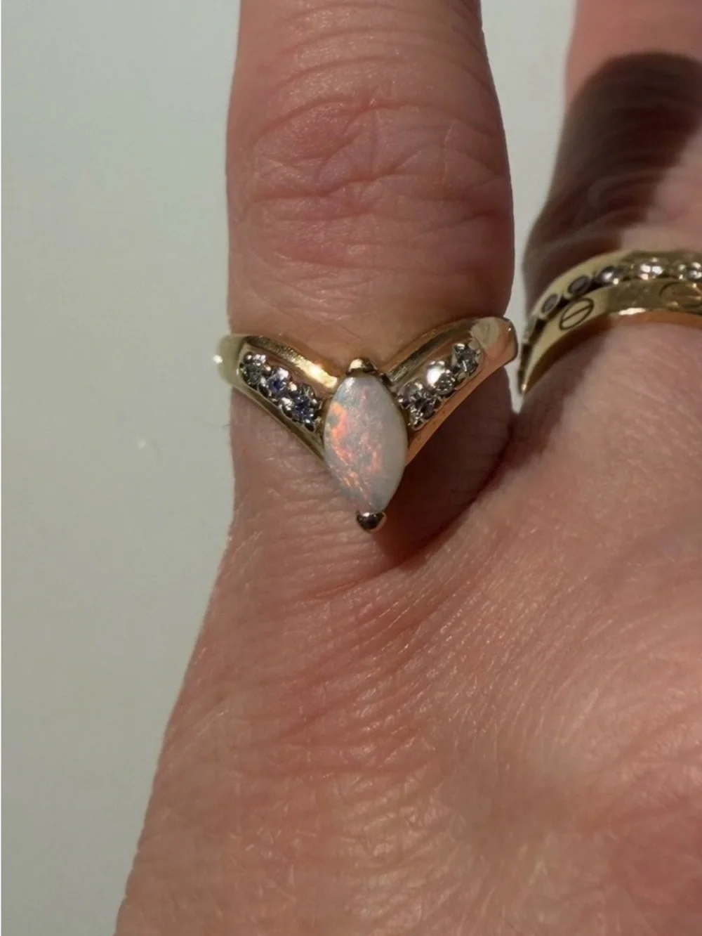 Vintage Opal and Diamond Ring